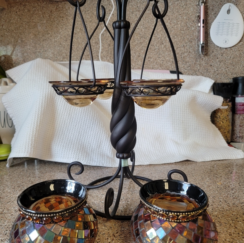 PartyLite tea lite set of 3 pieces for $60,or tree @ $50,& holders $12 each